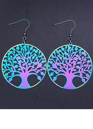 Оригинальные серьги мультиколор дерево