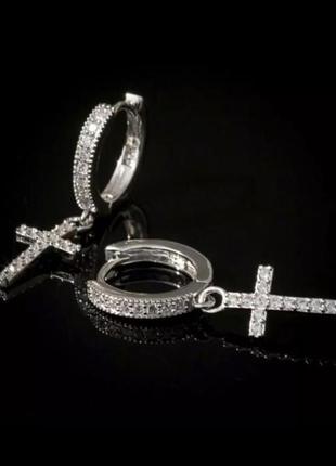 Сережки сережки з камінням хрест