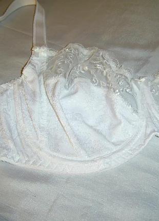 Белый бюстгальтер с гипюром на большую грудь, 75 f. польша.4 фото