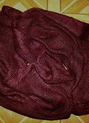 Большой шарф теплый крупной вязки с мелкими пайетками  50х2102 фото