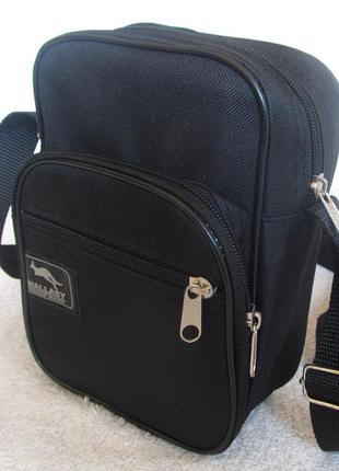 Сумка чоловіча чорна через плече на пояс недорога зручна барсетка 21х16см