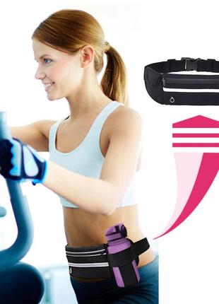 Спортивная сумка-чехол на пояс, поясная сумка для бега и спорта "running belt" (черный)