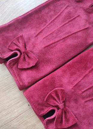Стильные женские кожаные замшевые перчатки echtes leder. р. 7 (м).4 фото