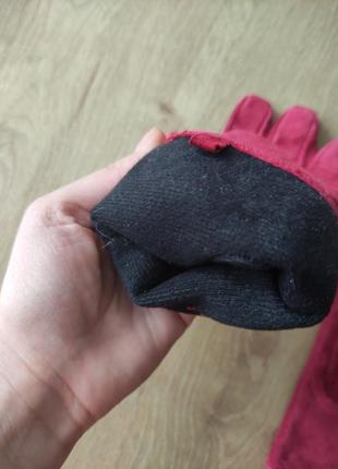 Стильные женские кожаные замшевые перчатки echtes leder. р. 7 (м).6 фото