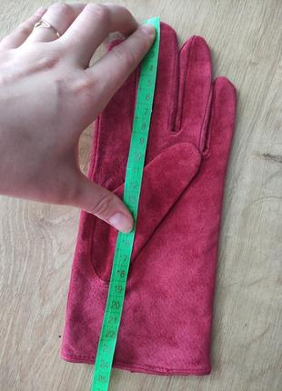 Стильные женские кожаные замшевые перчатки echtes leder. р. 7 (м).7 фото