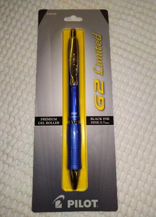 Pilot g2 limited metallic body gel pen 0.7 mm blue body ручка гелевая + два стержня + тетрадь2 фото