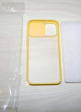 Чохол з захистом камери str clear slide camera для iphone 12 mini - yellow4 фото