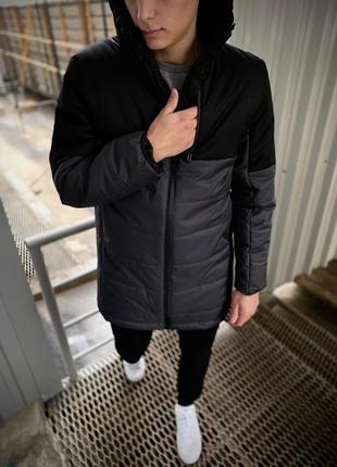 Демисезонная куртка "fusion" бренда intruder (серая - черная)3 фото