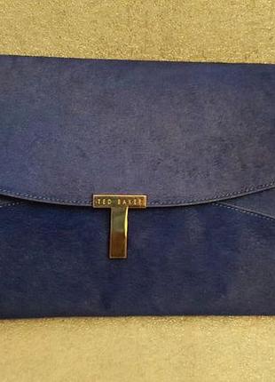 Женский кожаный клатч ted baker jamun с t-образной застежкой синего цвета