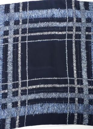 Винтажный синий шелковый платок в принт шов роуль ( 86 см на 82 см)5 фото