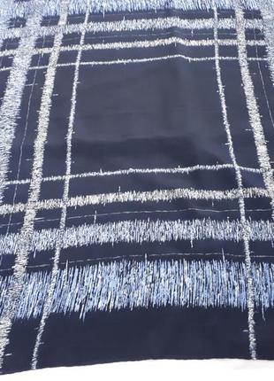 Винтажный синий шелковый платок в принт шов роуль ( 86 см на 82 см)4 фото