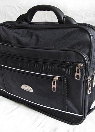 Чоловіча сумка полукаркасная папка на плече портфель чорна жатка 35х27х15см