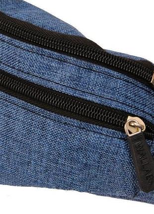 Сумка бананка на пояс синяя джинс модная практичная борсетка поясная