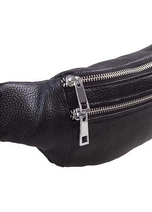 Сумка на пояс шкіряна r398-1 чорна бананка з щільної шкіри пояс до 170см
