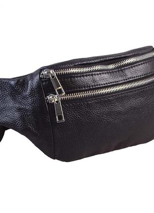 Сумка на пояс кожаная бананка черная большая ремень 70-170см es8s398-2 польша