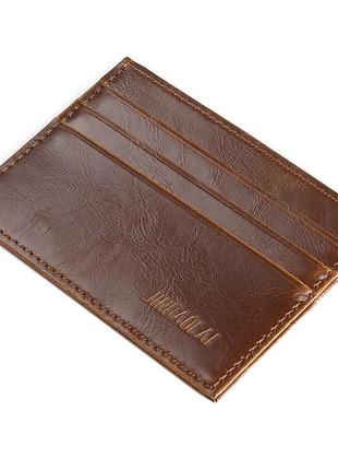 Компактный картхолдер-визитница «leather» в классическом стиле (коричневый)1 фото