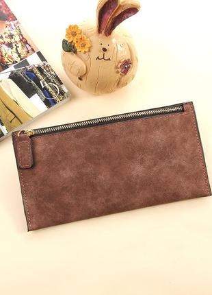 Клатч, гаманець жіночий «simplystyle» компактний прямокутний на блискавці (коричневий)