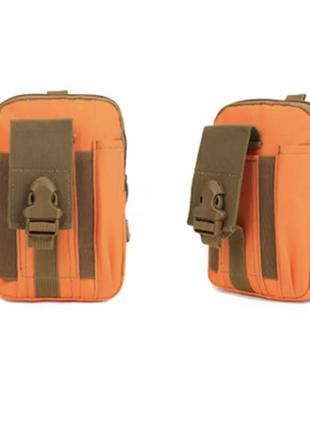 Универсальная тактическая сумка на пояс в оранжевом цвете «forest» на молнии для туризма,охоты и рыбалки2 фото