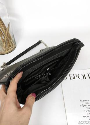 Чорна трендова сумка жіноча, жіноча стьобана чорна сумочка з ланцюжком4 фото