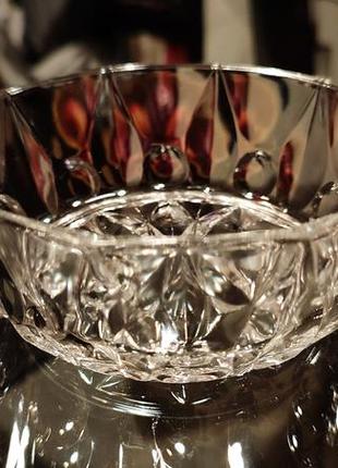 Кришталевий салатник вазочка ікорниця - bohemia ® чехія / красивий рідкісний радянський вінтаж, срср1 фото