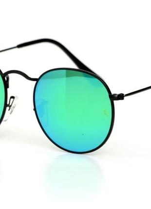 Солнцезащитные очки ray ban round круглые зеркальные стекло 3447green-b skl26-146290