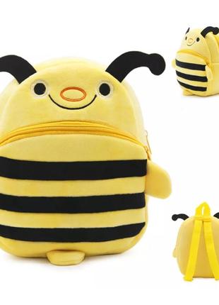 Гарний плюшевий дитячий рюкзак, в садочок, для хлопчиків і дівчаток «бджілка» (жовтий)1 фото