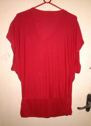 Натуральная,трикотажная,красная блуза с замочками-молниями на плечах,pescara2 фото