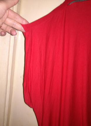 Натуральная,трикотажная,красная блуза с замочками-молниями на плечах,pescara3 фото