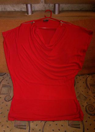 Натуральная,трикотажная,красная блуза с замочками-молниями на плечах,pescara4 фото