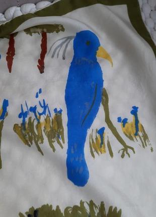 Очаровательный шёлковый платок с птицами6 фото