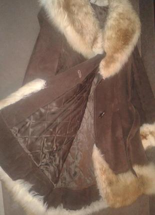 Новая натуральная дубленка/пальто, венгрия, темно-коричневого цвета3 фото