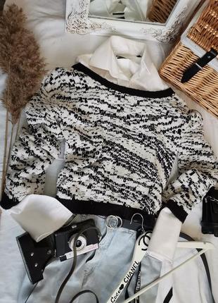 Ликвидация 💥шикарный чёрно-белый свитер 1161