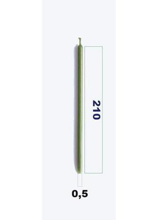 Свеча тонкая из 100%  воска  (зеленого цвета)2 фото