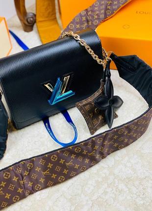 Сумка жіноча шкіряна чорна маленька брендовий в стилі луї вітон louis vuitton твіст