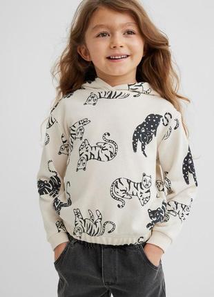 Детское худи с капюшоном для девочки 4-7 лет кошка h&m