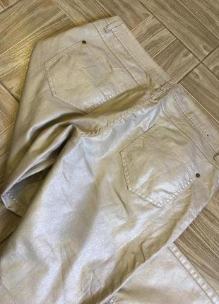 Тонкие серебристые джинсы,штаны!большой размер!3 фото