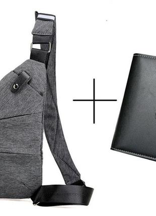 Набор сумка через плече cross body + кошелек baellerry business mini1 фото