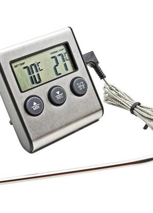 Профессиональный цифровой термометр для мяса и теста с выносным датчиком digital tp-700 для духовки