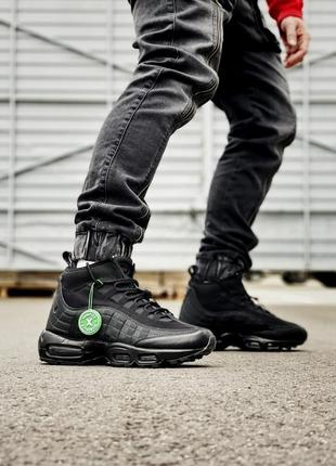 Nike air max 95 sneakerboot 'triple black' мужские кроссовки найк аир макс