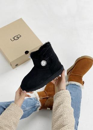 Жіночі уггі Cuff ugg оригінал галлограмма❄️ женские угги черные замшевые