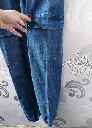 Шикарный синий джинсовый комбинезон комбез карго на молнии shein7 фото