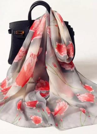 Женский шифоновый шарф в цветочек - размер приблизительно 150*48см