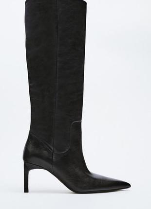 Zara кожаные сапоги