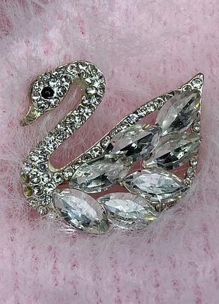 Брошь лебедь серебро