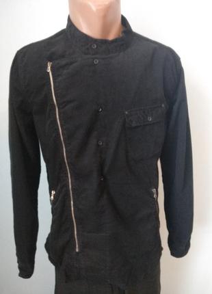 Рубашка мужская микровельветовая на молнии "косуха" брендовая высокого качества weawer, турция