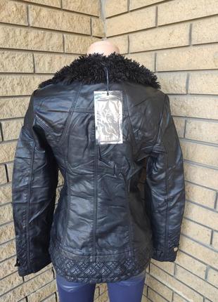 Куртка женская из экокожи, есть большие размеры, на меху внутри, с меховым воротником os5 фото