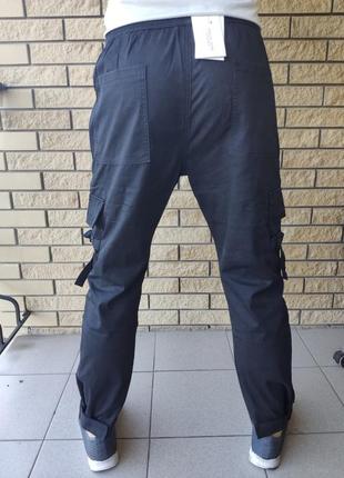 Джоггеры, джинсы с поясом  на резинке  унисекс, накладные карманы карго, есть большие размеры nn9 фото