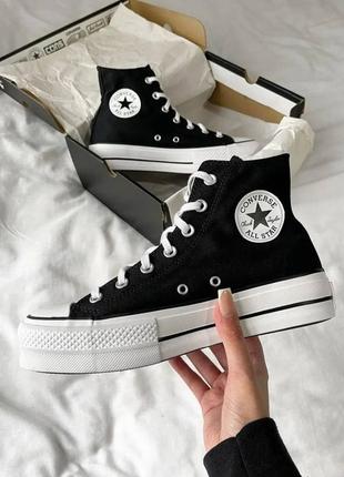 Женские высокие черно-белые  кеды converse chuk taylor🆕1 фото