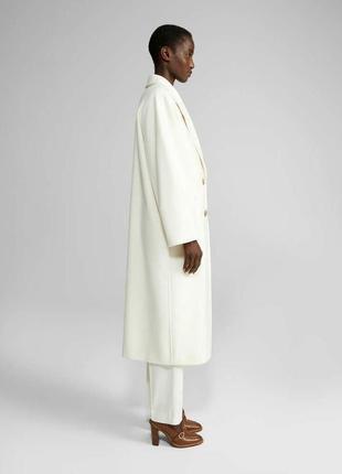 Зимнее кашемировое пальто молочное белое осень зима миди макси в стиле massimo dutti zara mango h&m asos2 фото