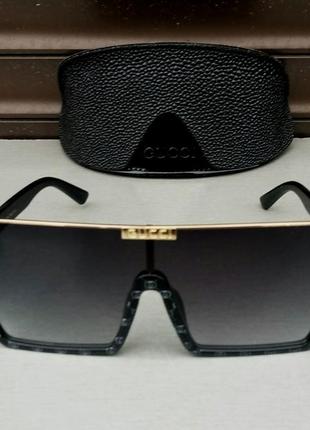 Оски в стиле gucci женские солнцезащитные очки маска чёрные с градиентом2 фото